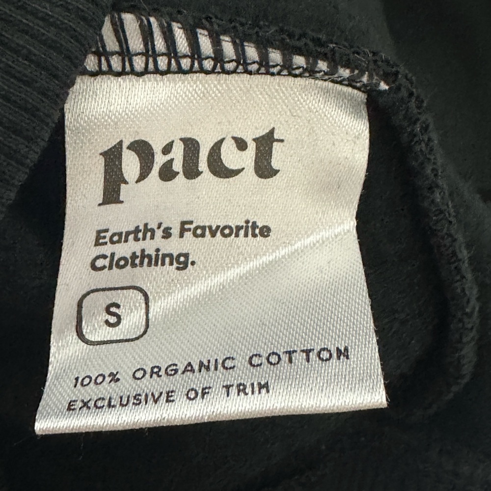 pact Gender Neutral Black One for all Zip Front 100% Organic Cotton Hoodie   NWT - Picture 11 of 11